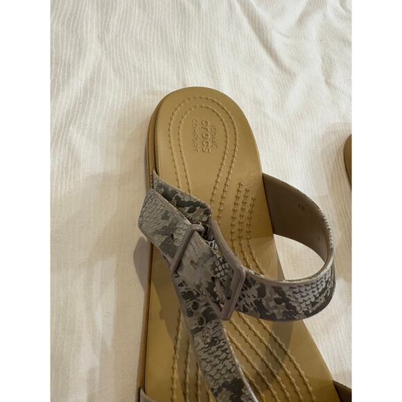 Crocs Iconic Tulum Toe Post Womens Size 9 Sandals Snake Print Open Toe Slides - Picture 5 of 13